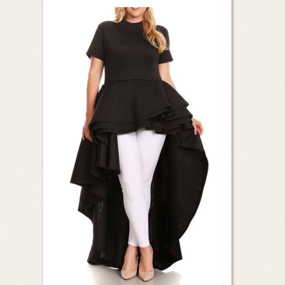 Black Hi-Low Scuba Top
